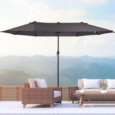 Doppelsonnenschirm mit Handkurbel Oval Metall + Polyester Grau