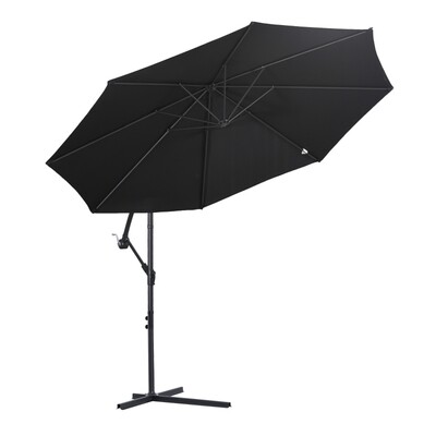 Sonnenschirm Ampelschirm Kurbelschirm Rund,Schwarz, Ø3 x 2,5H m