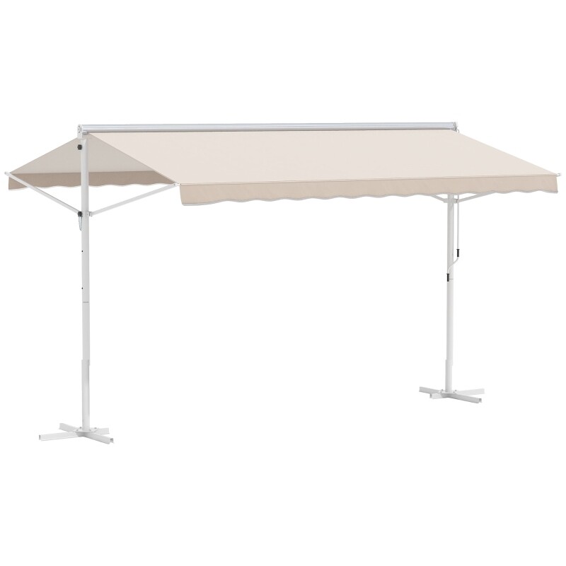 Sonnenstore Standmarkise Gartenmarkise mit Faltarm Creme 3,95x2,95m