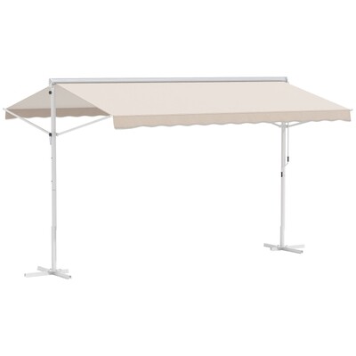 Sonnenstore Standmarkise Gartenmarkise mit Faltarm Creme 3,95x2,95m