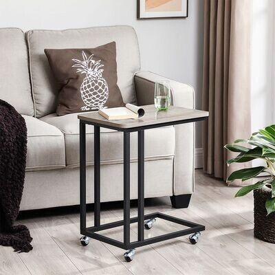 Sofatisch mit Rollen Greige-Schwarz C-Form