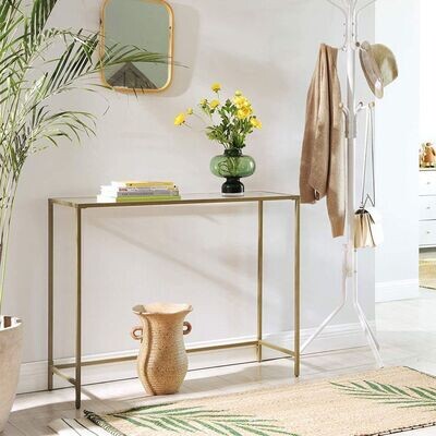 Moderner Konsolentisch aus Hartglas goldfarben