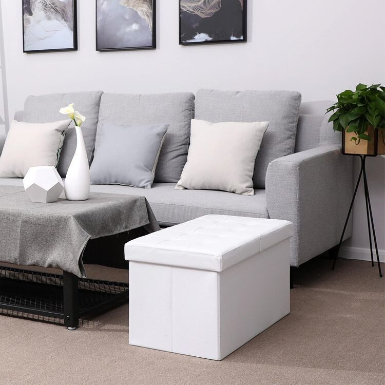 Sitzbank mit Klappdeckel 76 cm Weiss