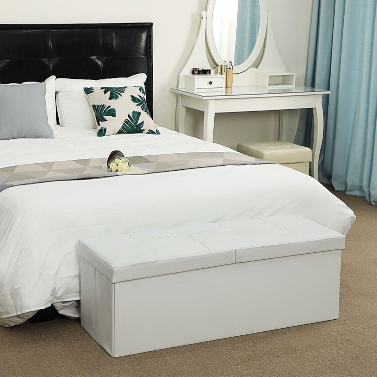 Sitzbank mit Klappdeckel 110 cm Weiss