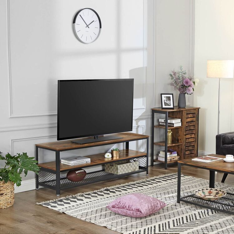 Industriestil TV-Lowboard, Couchtisch mit 3 Ebenen