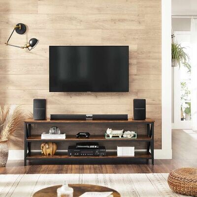 TV-Regal mit 3 Ebenen Vintagebraun-Schwarz