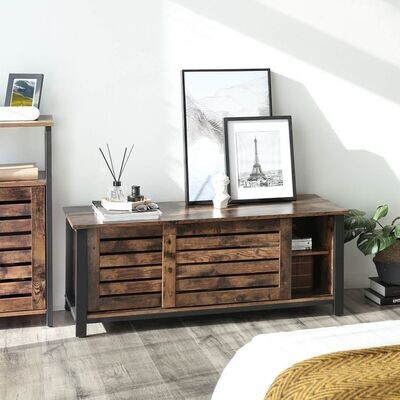 Industriestil TV-Schrank, Lowboard mit Schiebetüren