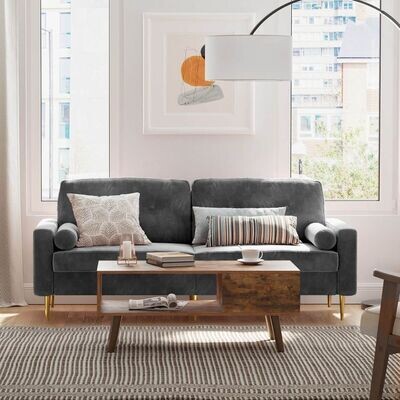 3-Sitzer Sofa grau 190 x 82 x 84 cm