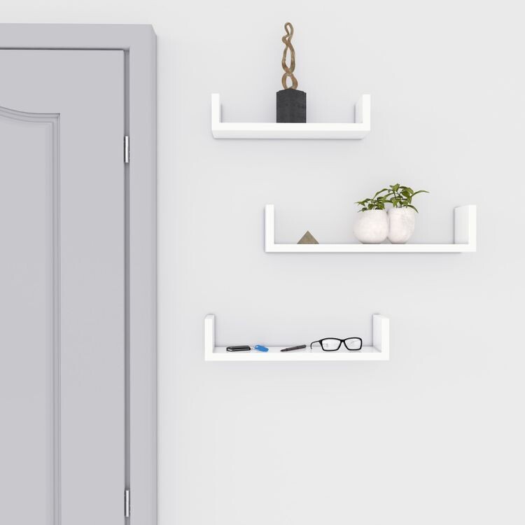 Schweberegale U-Form 3er Set weiss