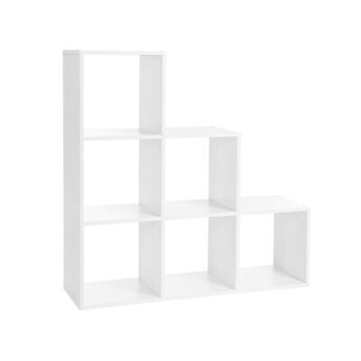 Treppenregal 6 offene Fächer Weiss