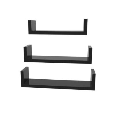 Schweberegale U-Form 3er Set Schwarz