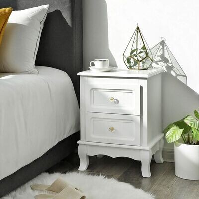 Romantische Nachttische 2er Set weiss