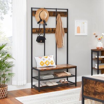 Industriestil Garderobe &amp; Schuhbank / Schuhregal