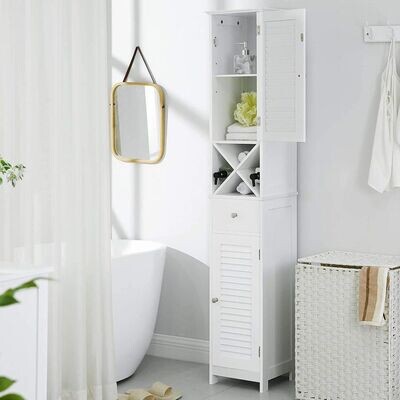 Badezimmerschrank mit 2 Lamellentüren Weiss