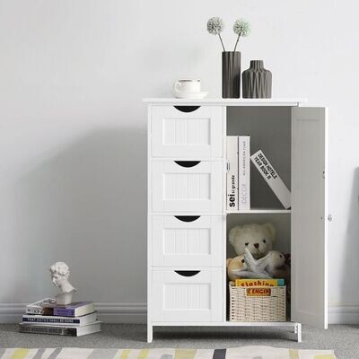 Landhausstil Sideboard mit Tür und Schubladen weiss