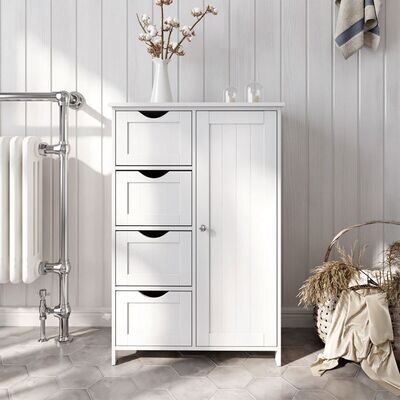 Landhausstil Sideboard mit Tür und Schubladen weiss