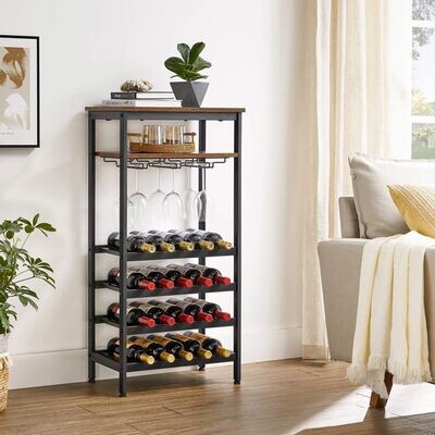 Industrie-Design Weinregal für 20 Flaschen mit Glashalter