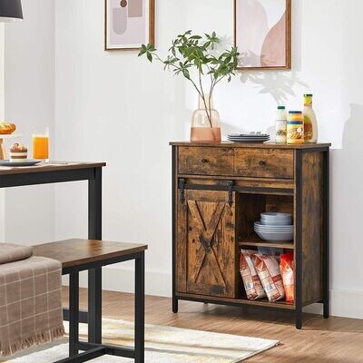 Beistellschrank, Kommode, Sideboard mit Schiebetür Industriestil