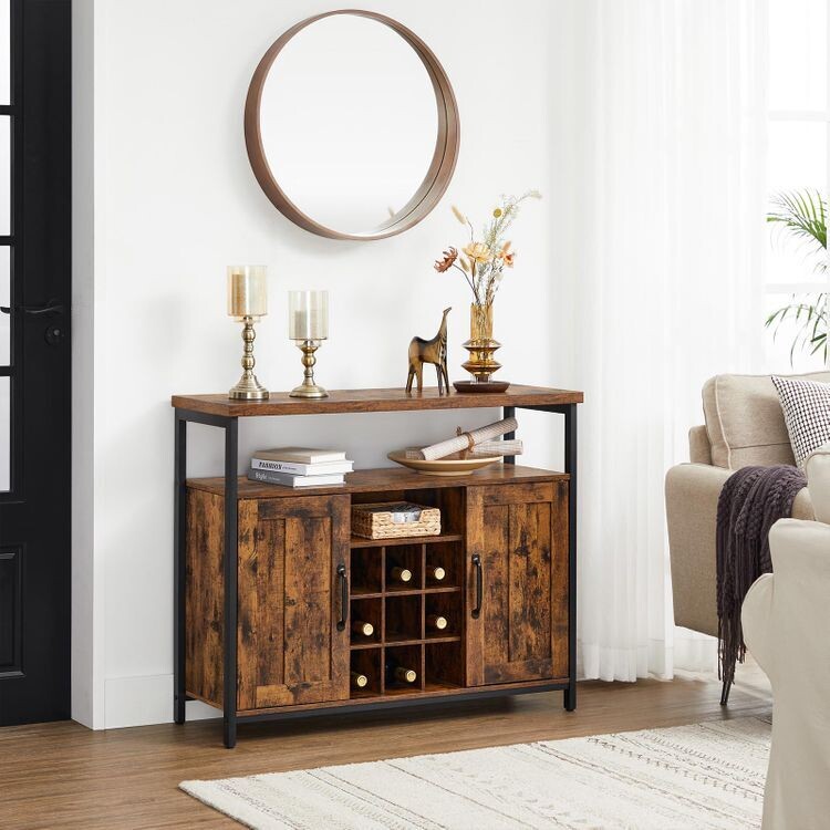 Sideboard mit Weinregal vintagebraun-schwarz
