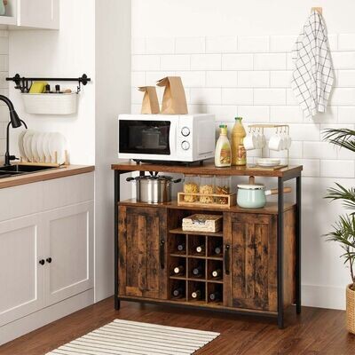 Sideboard mit Weinregal vintagebraun-schwarz