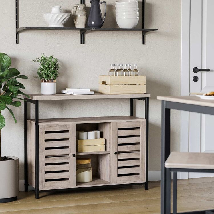 Sideboard, Kommode, Greige-Schwarz