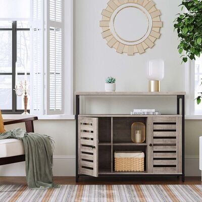 Sideboard, Kommode, Greige-Schwarz