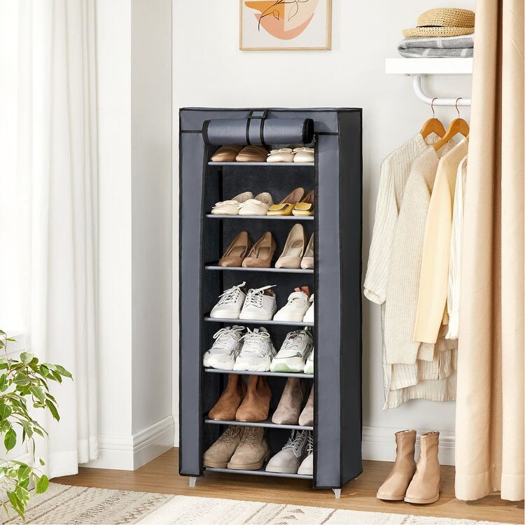 Schuhregal 7 Ebenen mit Stoffbezug