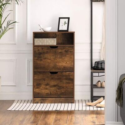 Schuhschrank mit 2 Klappen Vintagebraun