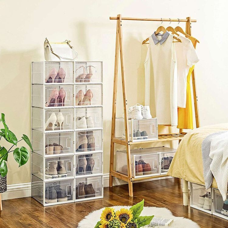 Stapelbare Schuhboxen, Kunststoffboxen 18er Set