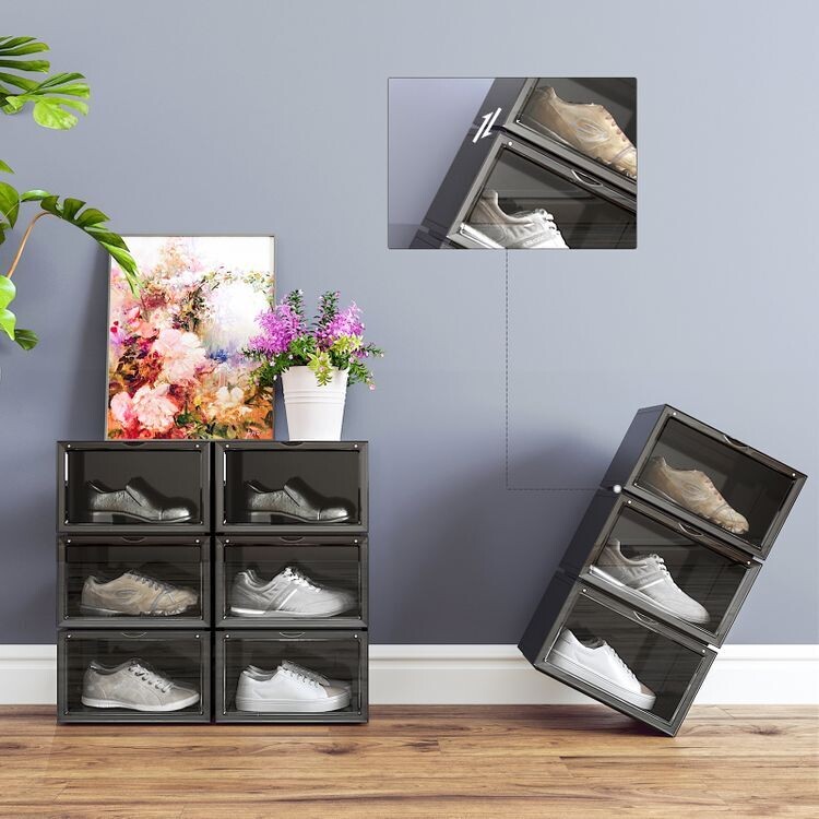 Schuhboxen 6er Set Schwarz