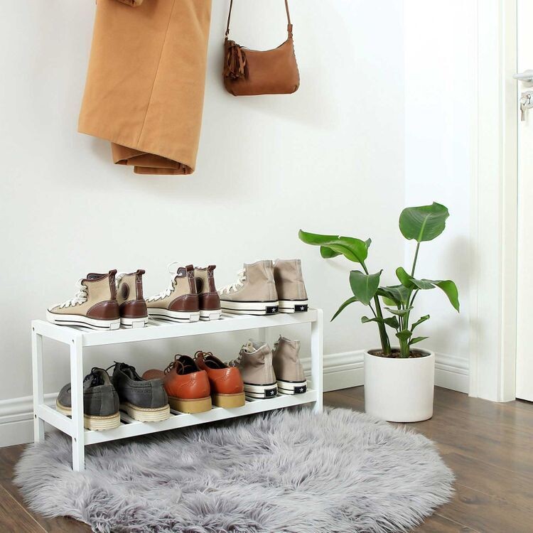 Schlichtes Schuhregal Bambus Weiss