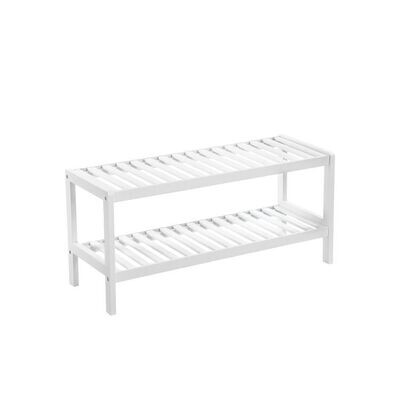 Schlichtes Schuhregal Bambus Weiss