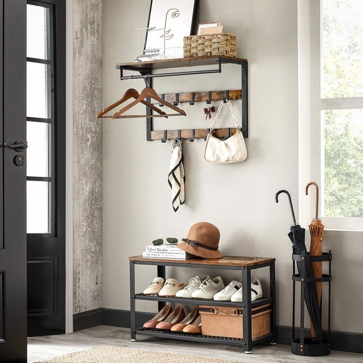 Wandgarderobe mit Ablage Industriestil