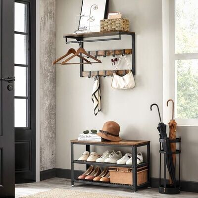 Wandgarderobe mit Ablage Industriestil