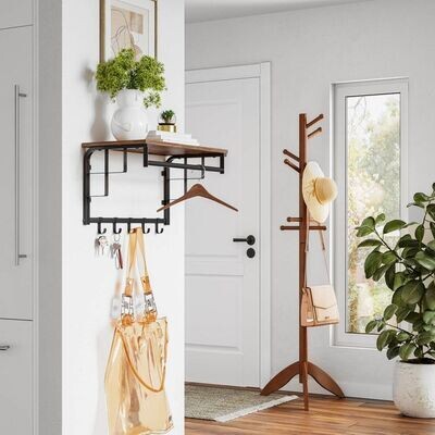 Wandgarderobe mit Ablage haselnussbraun-schwarz
