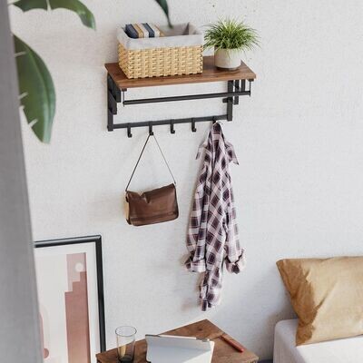 Wandgarderobe mit Ablage haselnussbraun-schwarz