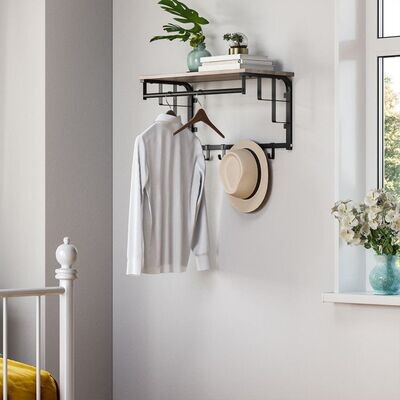 Wandgarderobe mit Ablage Greige-schwarz
