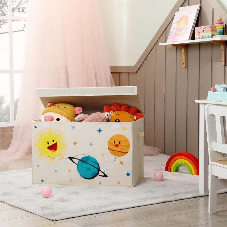 Aufbewahrungsbox beige Motiv Planeten