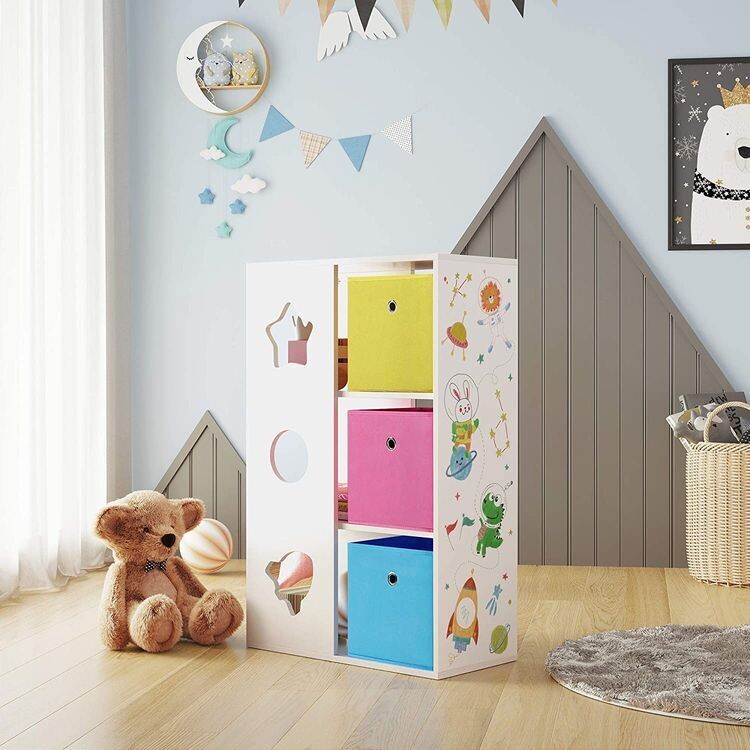 Kinderzimmerregal mit Aufbewahrungsboxen Motiv Astronaut