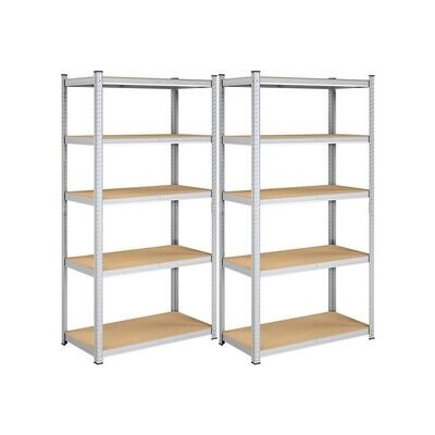 Schwerlastregal 2er Set, 200 x 100 x 50 cm silbern