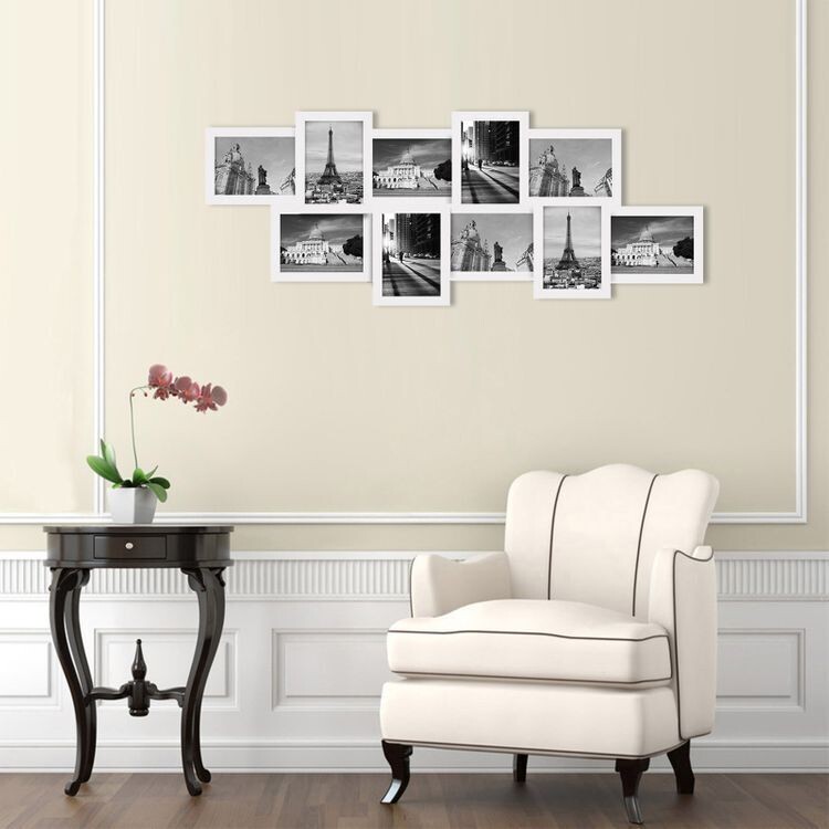 Fotocollage horizontal für 10 Fotos weiss