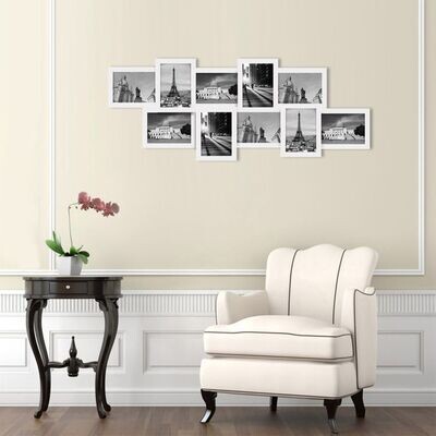 Fotocollage horizontal für 10 Fotos weiss