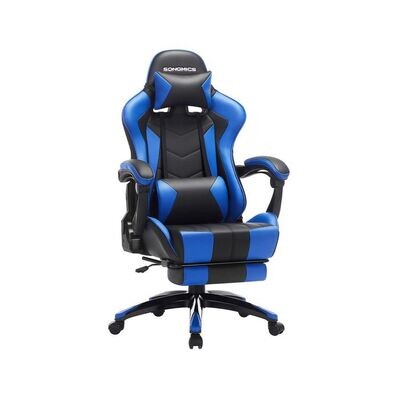 Gamingstuhl mit Fussstütze Schwarz-Blau