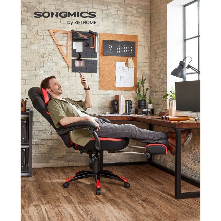 Gamingstuhl Kunstleder Schwarz-Rot