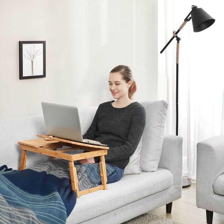 Höhenverstellbarer Laptoptisch Bambus