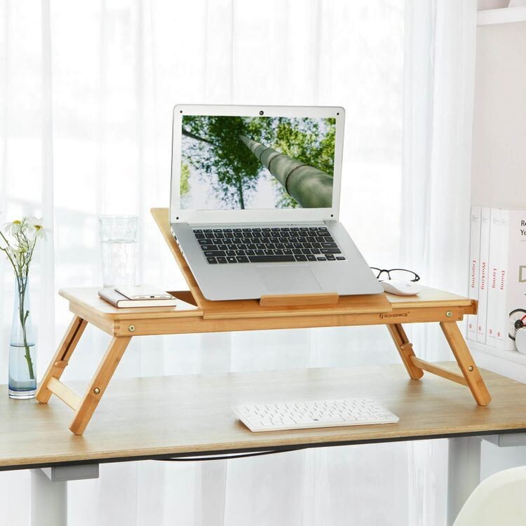 Verstellbarer Tischaufsatz, Tablett, Laptoptisch Bambus
