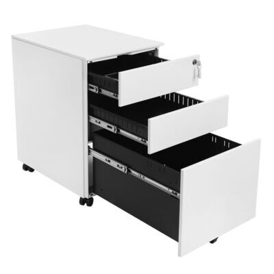 Stahl-Rollcontainer 3 Schubladen Weiss