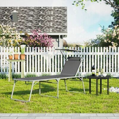 Gartenliege mit Sonnendach Grau
