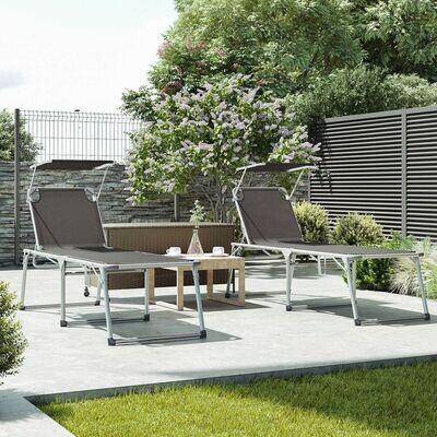 Gartenliege mit Sonnendach Grau
