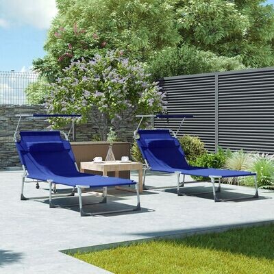 Gartenliege mit Blende Dunkelblau